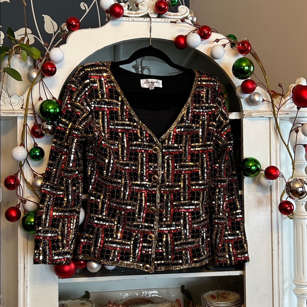 # 21  Amazing vintage sequin plaid jacket